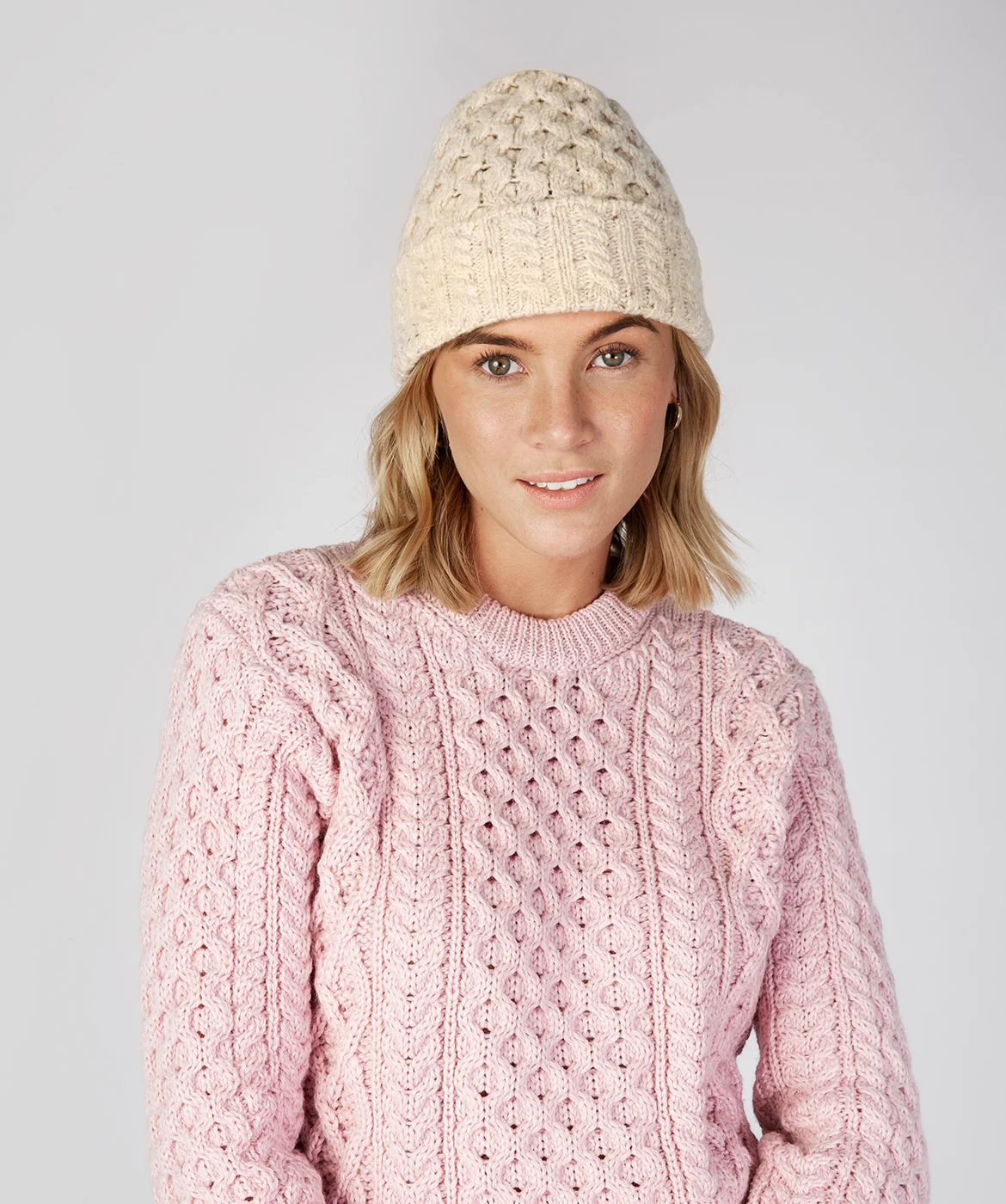 Merino and Cashmere Luxe Aran Beanie Hat - Image 5