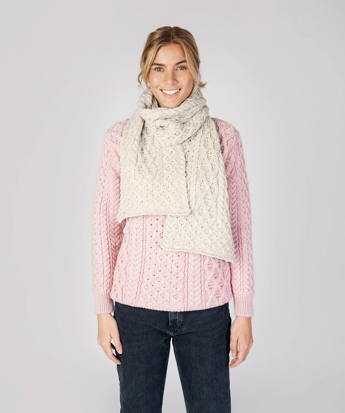 Merino and Cashmere Luxe Aran Scarf - Image 3